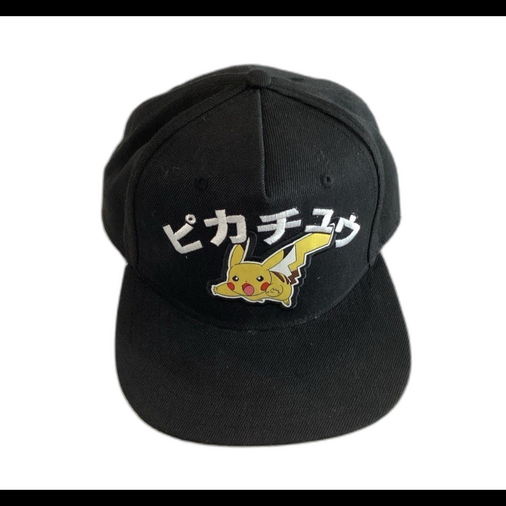 Pokémon Cap Hat Unisex Snapback Color Black Pikachu Embroidered Graphic